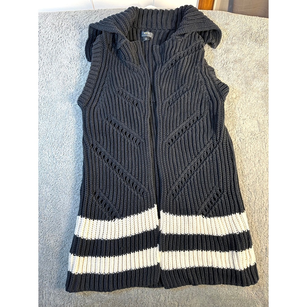 Anthropologie Maeve Chunky Knit Sleeveless Duster Sweater Navy blue women's m/l